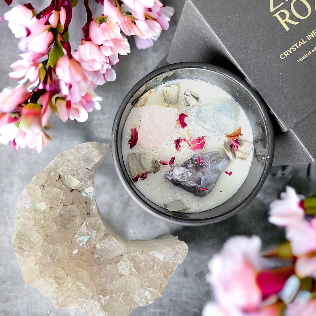 Wood Sage & Sea Salt Candle with Moon Amethyst Angel Aura