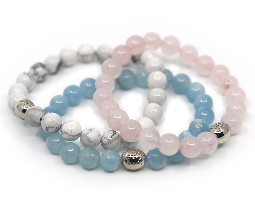 Howlite, Aquamarine & Rose Quartz