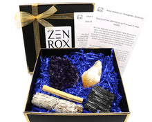 Load image into Gallery viewer, Amethyst, Citrine &amp; Black Tourmaline with Sage &amp; Palo Santo

