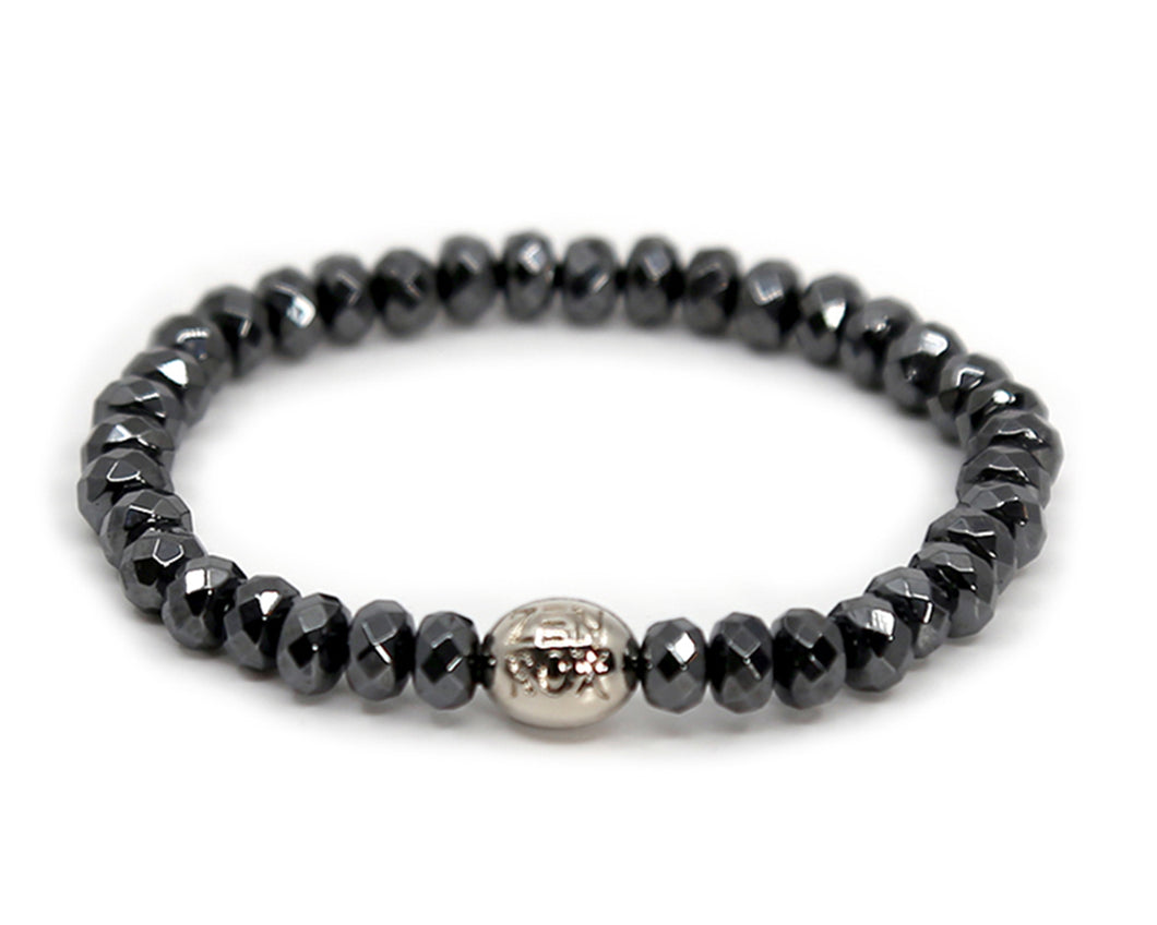 Hematite Faceted in Silver